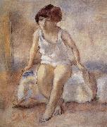 Jules Pascin The maiden wear the white underwear from French oil painting picture wholesale